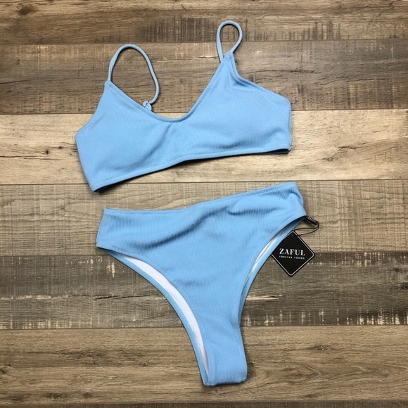 powder blue bathing suit